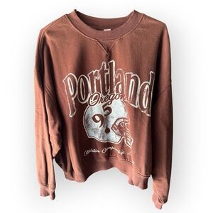 H&M Divided Portland Graphic Brown Crew Neck Sweatshirt